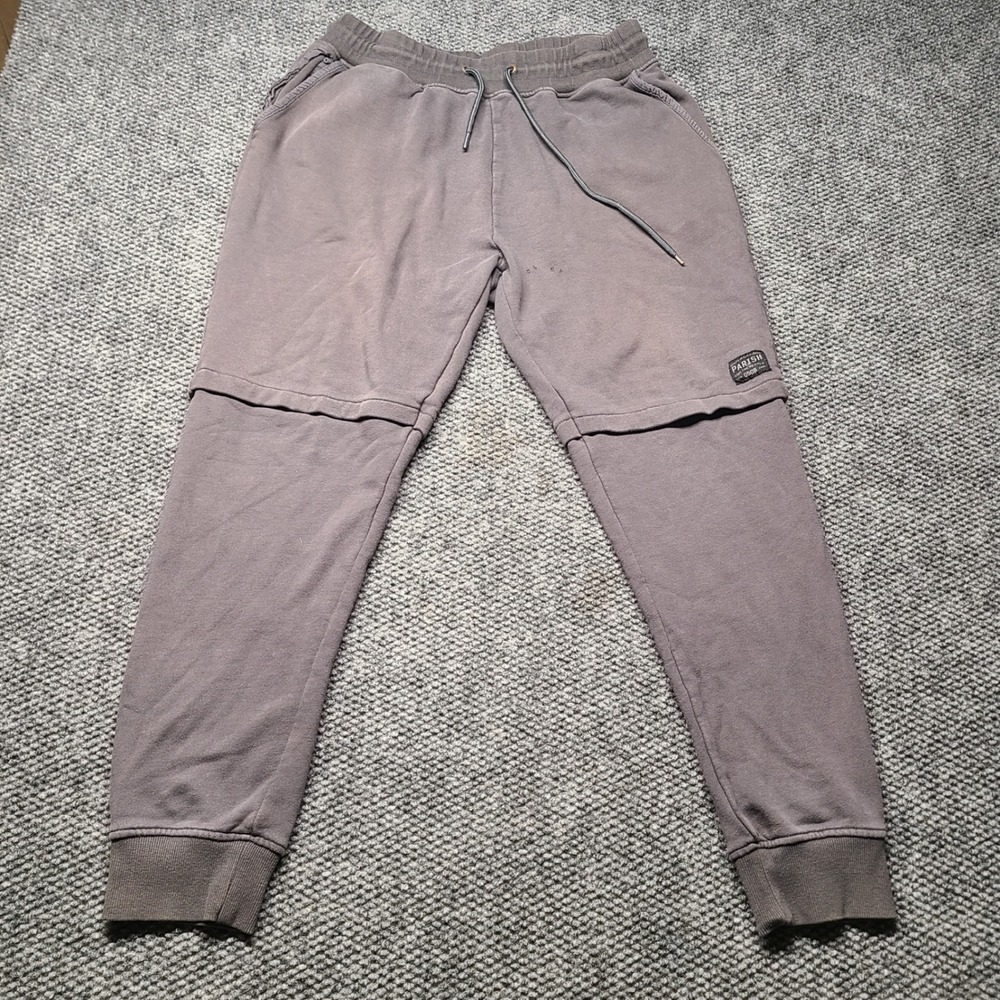 Parish Nation Mens Gray Layered Knee Jogger Sweatpants Faded Cotton Streetwear